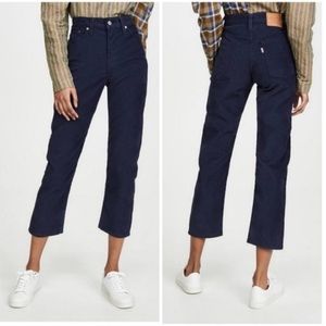 LEVI'S Cropped Wedgie Straight Corduroy Pants Navy Size 25 - Free People